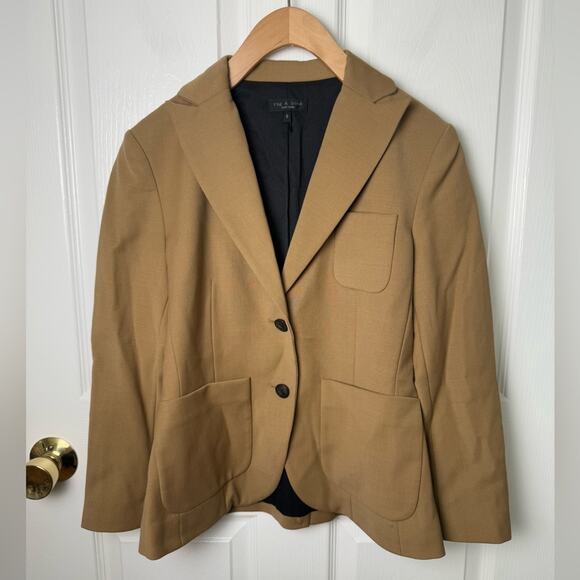 Rag & Bone Nancy Peak Lapel Wool Blend Blazer in Natural Camel 0 - Picture 2 of 10